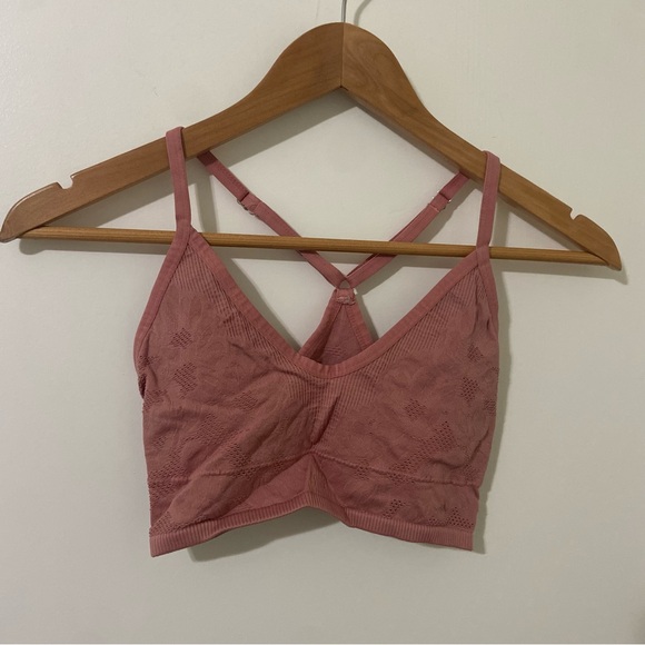 aerie Other - Aerie Dusty Rose Seamless Jacquard Padded Longline Bralette Size Small